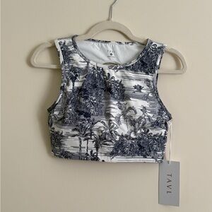 TAVI Women's Tropical Print Crop Top - Black and White